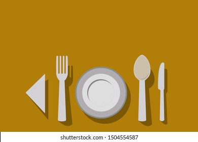 soup plate, fork,spoon,napkin and knife for set the perfect table vector