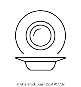 soup plate line icon vector. soup plate sign. isolated contour symbol black illustration
