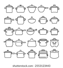 Suppentopf und Kochtopf Symbole setzen Vektorgrafik