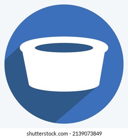 Soup Pot Icon in trendy long shadow style isolated on soft blue background