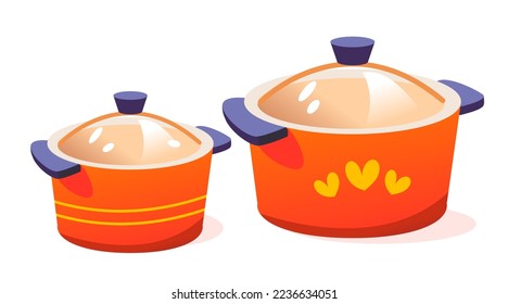 A soup pot. Kitchen utensils. Vector illustration