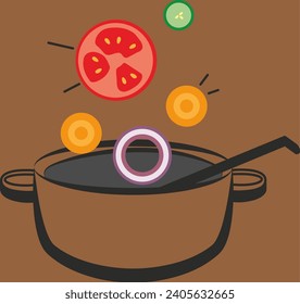 soup pot logo on colored background