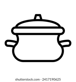 Soup Pot Vector Line Icon Design