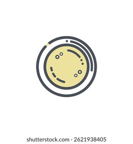 Soup pours into bowl in simple style graphic