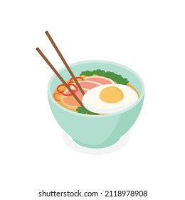 Soup, ramen - Isometric vector illustration in flat design.
