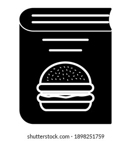 Soup recipes book icon in trendy silhouette style design. Vector illustration isolated on white background.