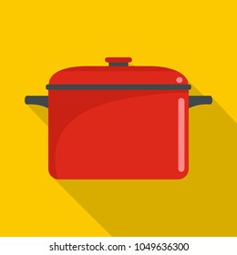 Soup saucepan icon. Flat illustration of soup saucepan vector icon for web