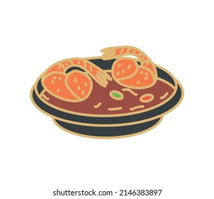 soup with seafood icon isolated