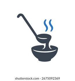 Soup Serving Icon Isolated On White Background 
