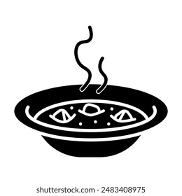 Soup set icon. Bowl of hot soup, steaming, food, meal, broth, vegetables, dinner, cuisine, homemade, culinary, comfort food, cooking.