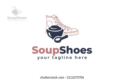 Soup shoe logo design. vector