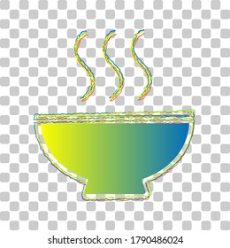 Soup sign. Blue to green gradient Icon with Four Roughen Contours on stylish transparent Background. Illustration.