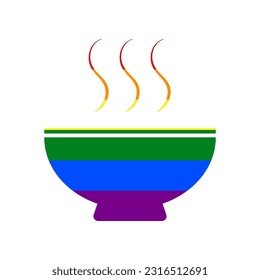 Soup sign. Rainbow gay LGBT rights colored Icon at white Background. Illustration.