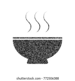 Soup sign. Vector. Black icon from many ovelapping circles with random opacity on white background. Noisy. Isolated.
