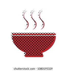 Soup sign. Vector. Brown icon with shifted black circle pattern as duplicate at white background. Isolated.
