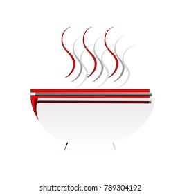 Soup sign. Vector. Detachable paper icon with red body stock. Isolated.