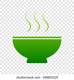 Soup sign. Vector. Green gradient icon on transparent background.