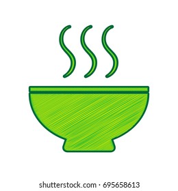 Soup sign. Vector. Lemon scribble icon on white background. Isolated