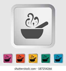 Soup. Single flat icon on the button. Vector illustration.