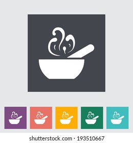 Soup. Single flat icon on the button. Vector illustration.
