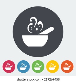 Soup. Single flat icon on the circle. Vector illustration.