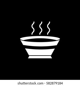 Soup solid icon, food & drink elements, Dish sign, a filled pattern on a black background, eps 10.