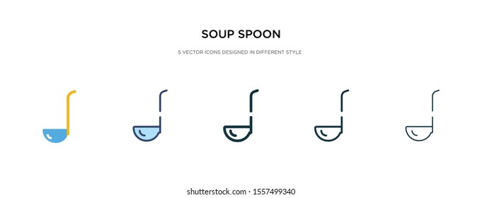 soup spoon icon in different style vector illustration. two colored and black soup spoon vector icons designed in filled, outline, line and stroke style can be used for web, mobile, ui