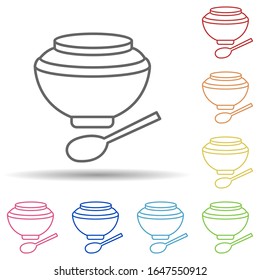 Soup with a spoon in multi color style icon. Simple thin line, outline vector of food icons for ui and ux, website or mobile application