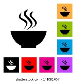 Soup and Steam. Icon in Different Color Background