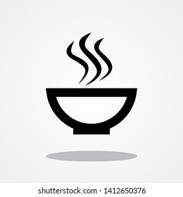 Soup and Steam. Icon with Gray Shadow
