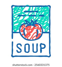 soup tomato package doodle icon sketch vector. soup tomato package sign. isolated symbol illustration