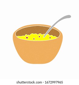 soup vector design. digital hand drawn style. grain texture