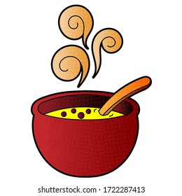 soup vector design. digital hand drawn. halftone texture