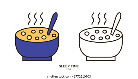 Soup vector illustration lineal color and filled design