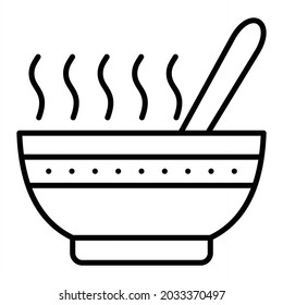Soup Vector Outline Icon Isolated On White Background
