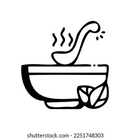 Soup Vegan vector icon hand drawn style.Can be use for wedding invitation, card design and background design