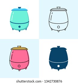 Soup warmer icon set in flat and line styles