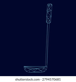 Soupe ladle low poly triangulation triangulated polygonal electric cyan blue vibrant aqua neon color vector illustration image outline contour line style