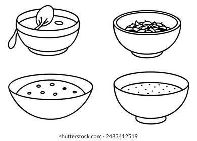 Soups Line Art Food Sleek Artistic Modern Illustration Collection