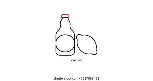 Sour Beer Vector Icon - Tart and Funky Fermented Ale Glass Symbol