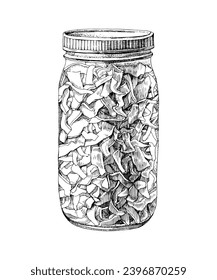 Sour cabbage in glass jar vector
