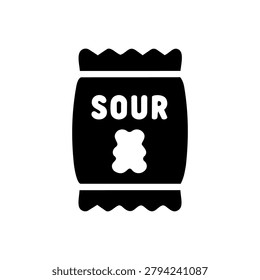 Sour Candy Package Icon Containing Tangy Confectionery Product, Candy Theme, and Food Atmosphere
