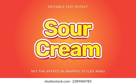 Sour cream 3d editable text effect template. Suitable for brand or business logo