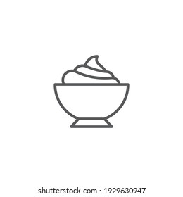 Sour cream bowl icon, color, line, outline vector sign, linear style pictogram isolated on white. Symbol, logo illustration