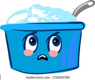 Sour cream in bowl , illustration, vector on white background