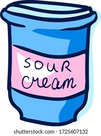 Sour cream box, illustration, vector on white background