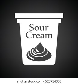 Sour Cream Icon. Black Background With White. Vector Illustration.