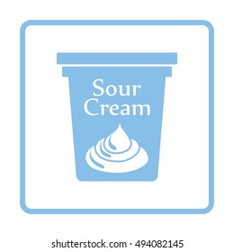 Sour Cream Icon. Blue Frame Design. Vector Illustration.