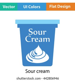 Sour cream icon. Flat color design. Vector illustration.