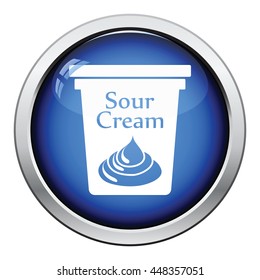 Sour cream icon. Glossy button design. Vector illustration.